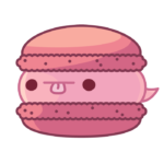 A pink Spoopy smooshed inside pink macaron shells.