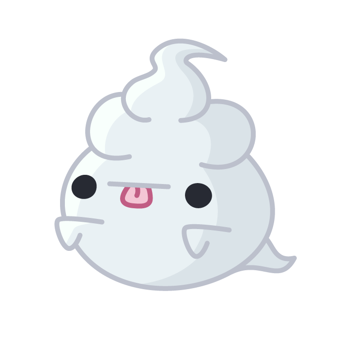 A white Spoopy with a whispy top and a ghostly tail with little hands.
